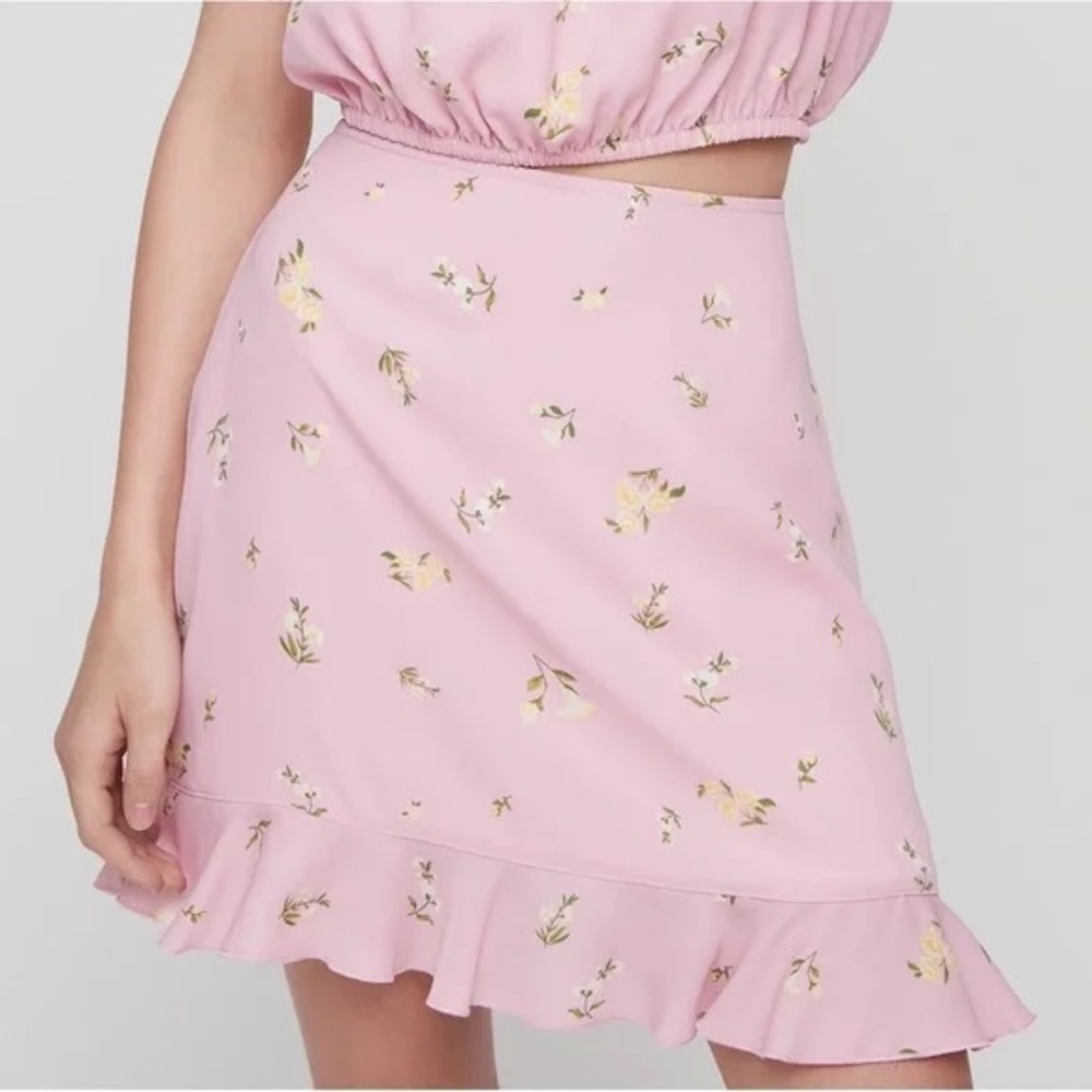 Aritzia Sunday Best Baby Pink Floral Skirt - Picture 1 of 7